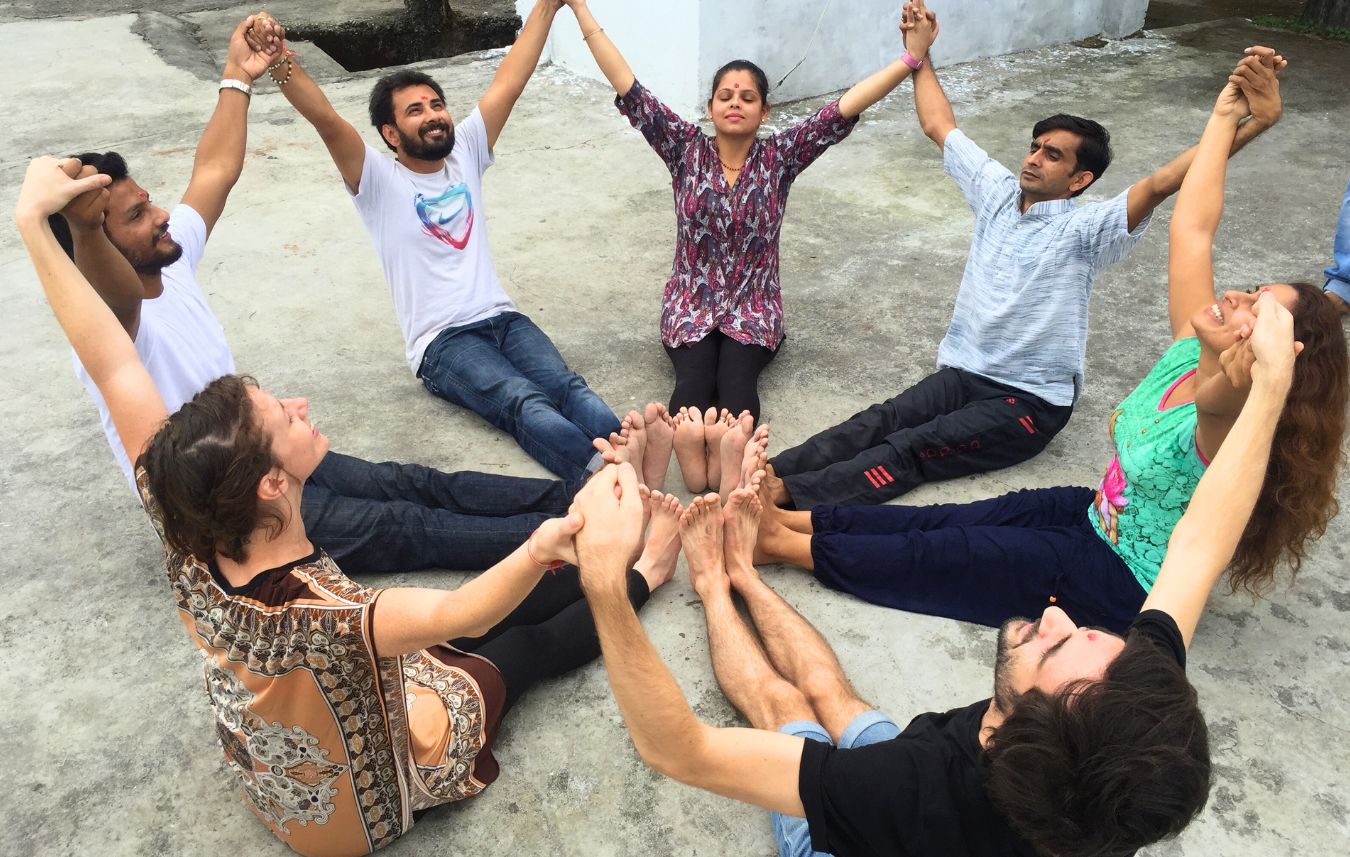 Group yoga class in Kundalini Yoga TTC in Rishikesh