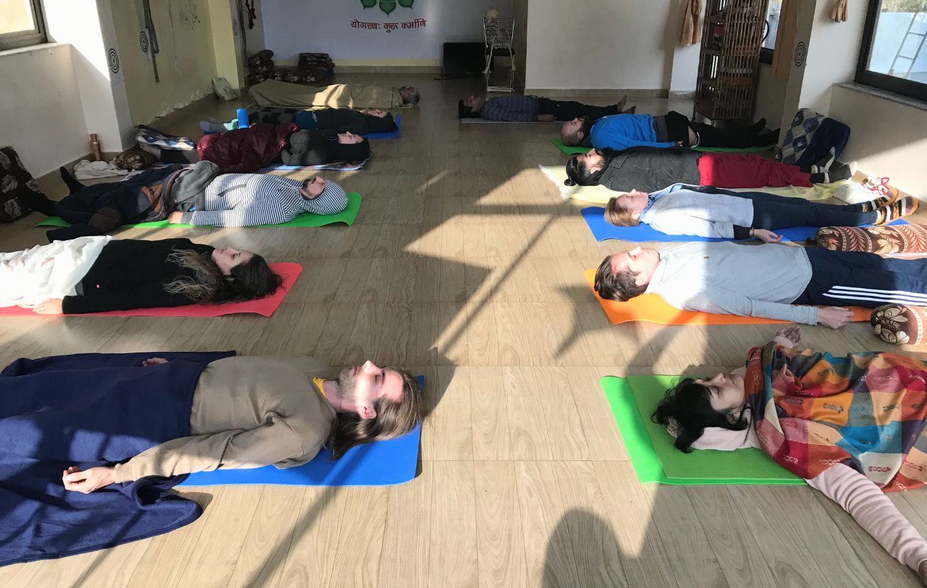 Sunrise yoga session in Rishikesh India