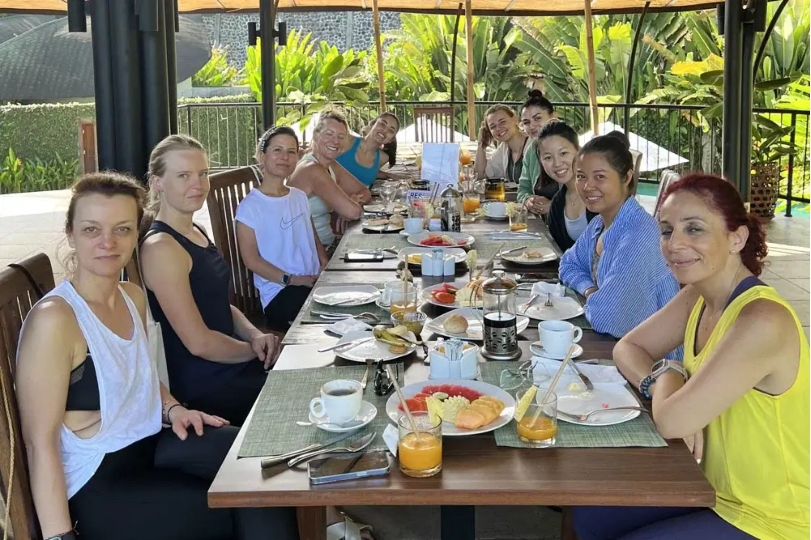 Students enjoying meals during retreat in Bali