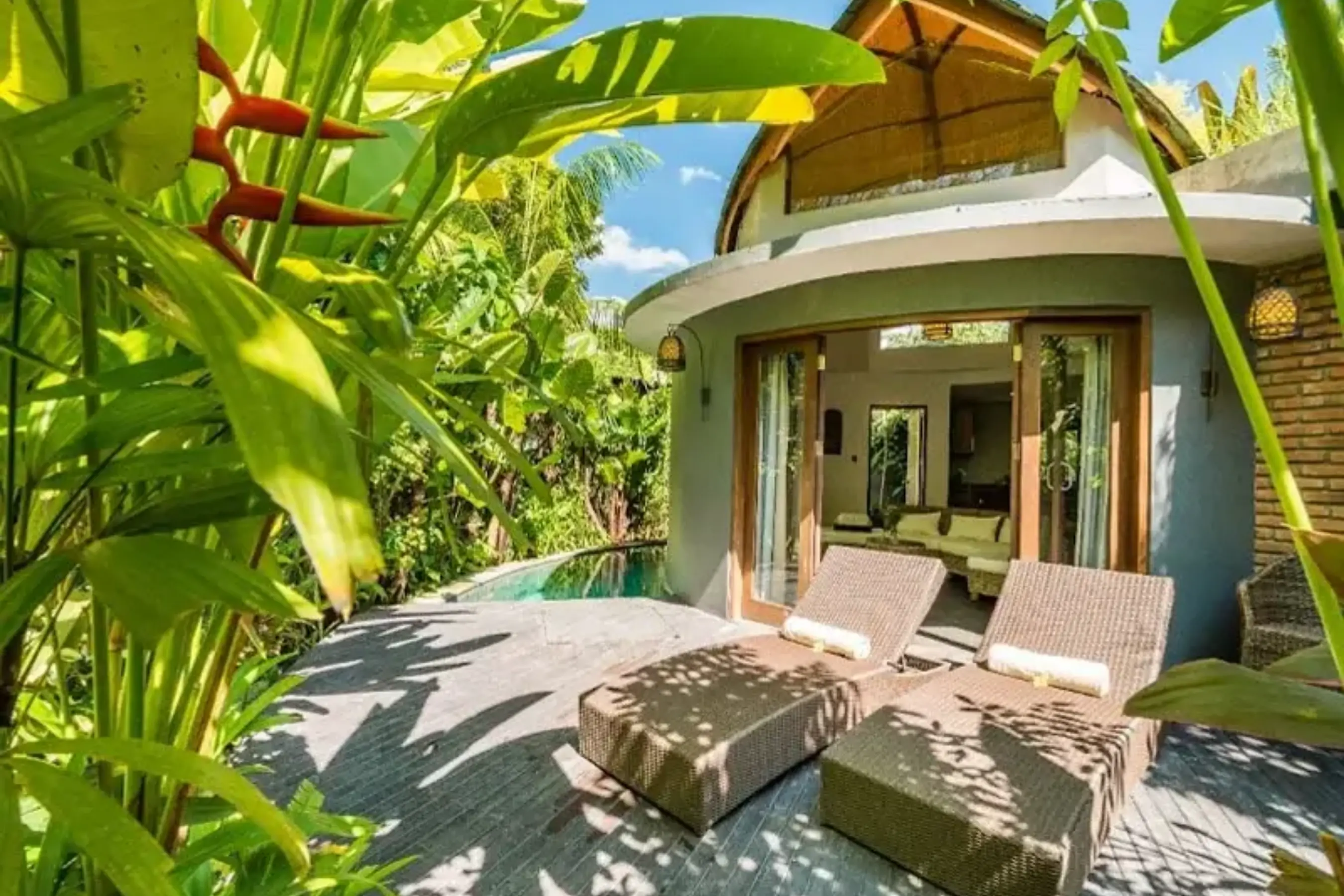 Outside luxury sun bath during retreat in Bali