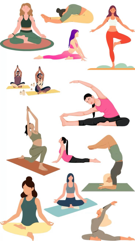 yoga poses for periods collage